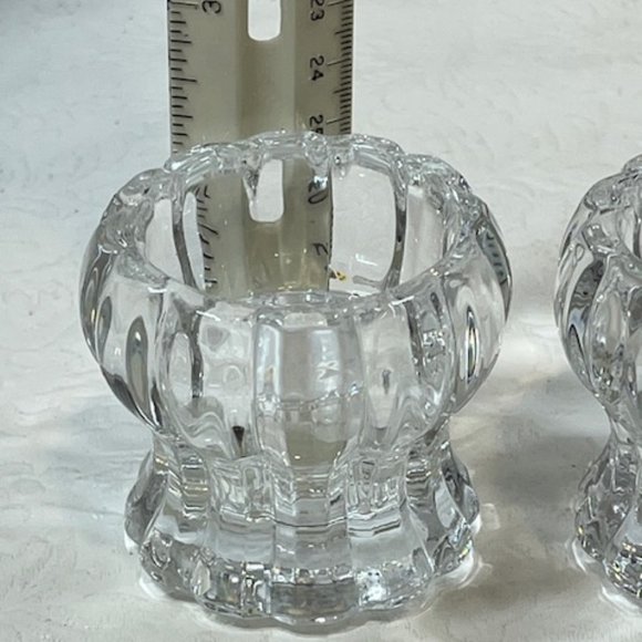 DePlomb Lead Crystal 2" Tea Light/Taper Candle Holders Set of 2 - Picture 8 of 8